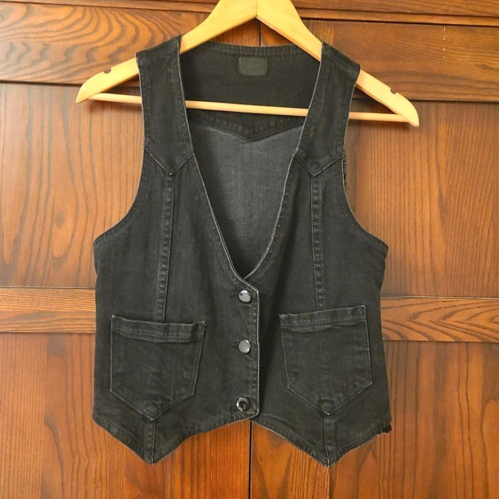 Urban Outfitters Black Denim Vest Size Small